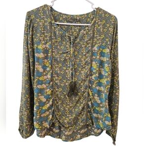 prAna FAITH FLORAL BOHO BLOUSE.  SIZE MEDIUM.